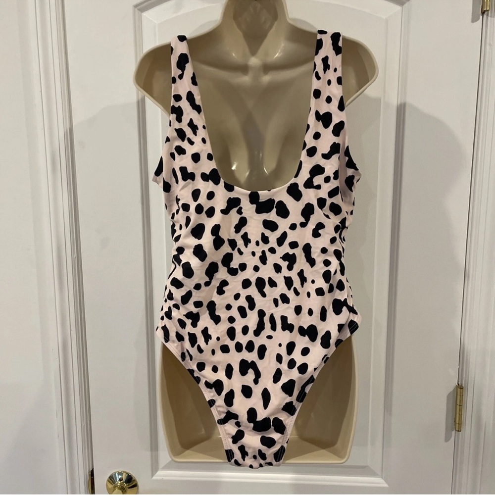 One Piece Vintage Retro Leopard Swimsuit Bathing Suit Monokini NWT Size M - Picture 2 of 3